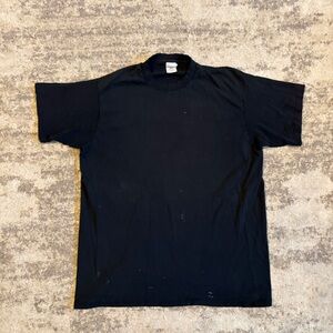 Vintage 90s Fruit Of The Loom Black Thrashed Distressed Made In USA Blank Tee